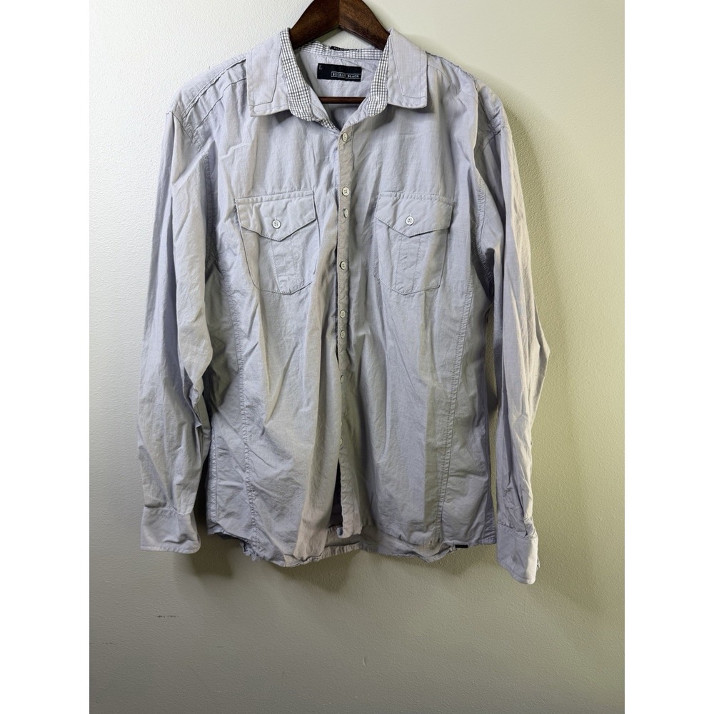 Buckle Black Shirt Mens L Gray Standard Fit Pearl Snap Western Cowboy Button Up